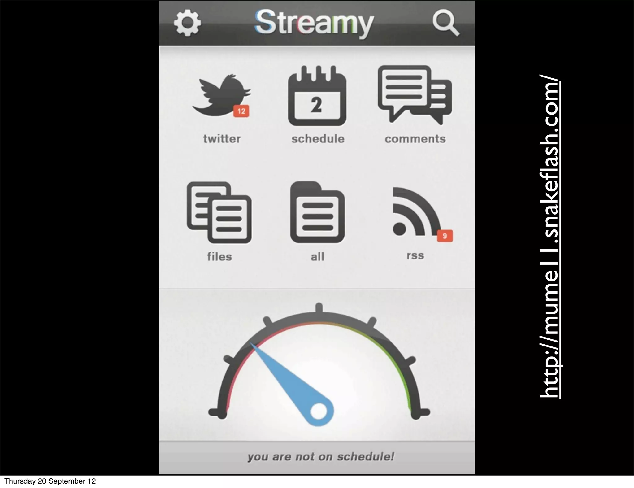 Thursday 20 September 12
                           13




                                http://mume11.snakeﬂash.com/
 