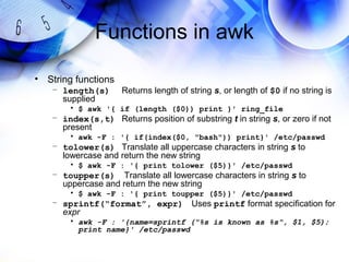 Learning sed and awk | PPT | Programming Languages | Computing