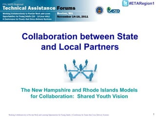 Collaboration between State and Local Partners The New Hampshire and Rhode Islands Models for Collaboration:  Shared Youth Vision 