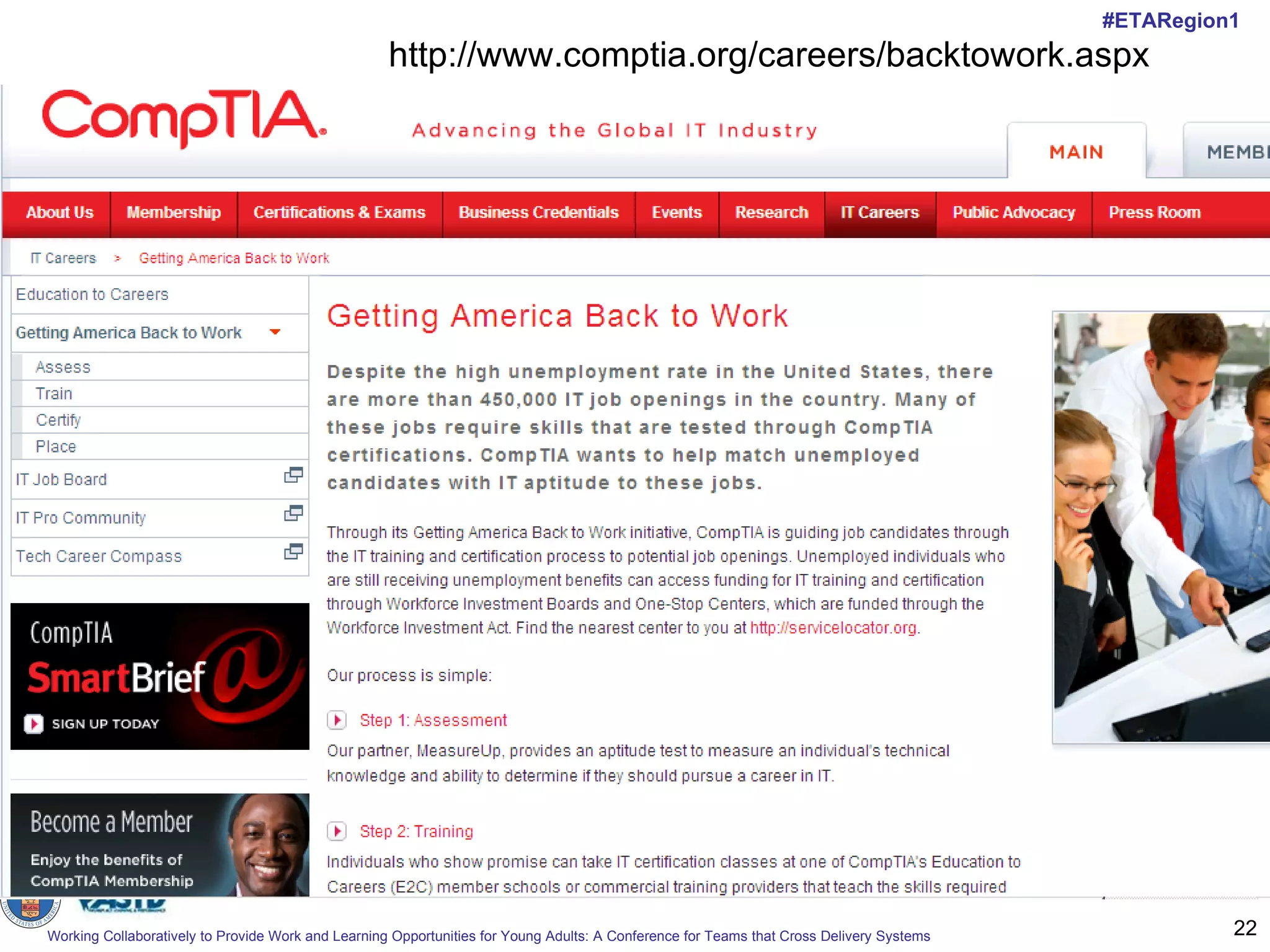 http://www.comptia.org/careers/backtowork.aspx 