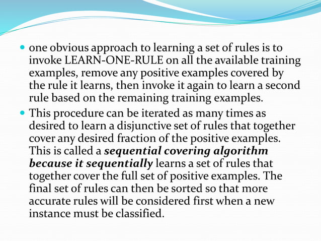 Learning set of rules | PPTX | Programming Languages | Computing