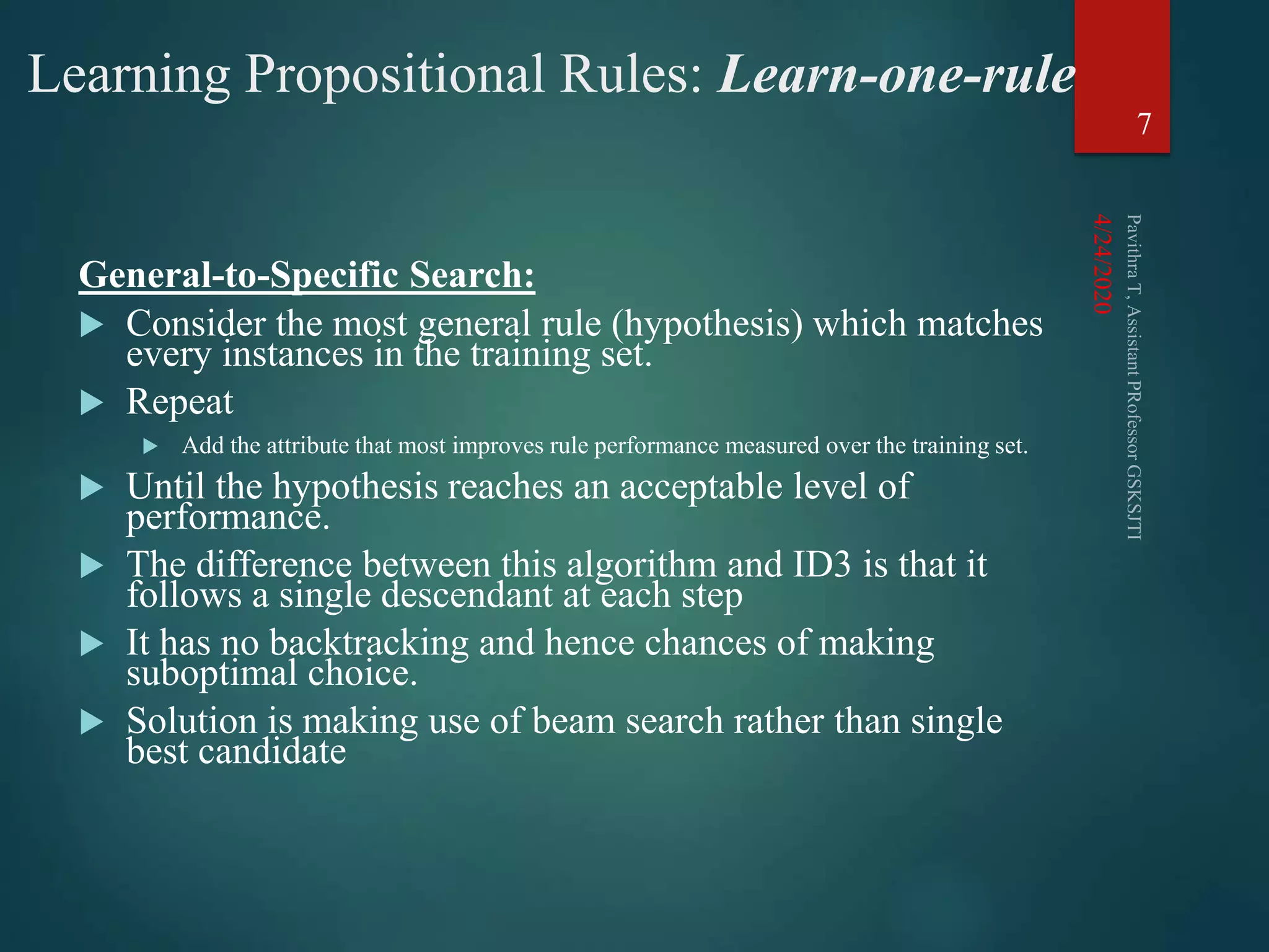 Learning sets of rules sequential learning algorithm foil ppt