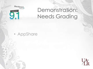 Demonstration:
         Needs Grading


• AppShare
 