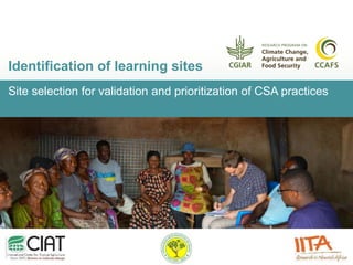 Site selection for validation and prioritization of CSA practices
Identification of learning sites
 