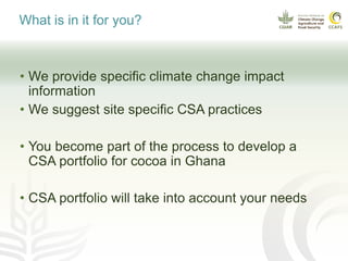 Potential learning sites for climate smart cocoa in Ghana
