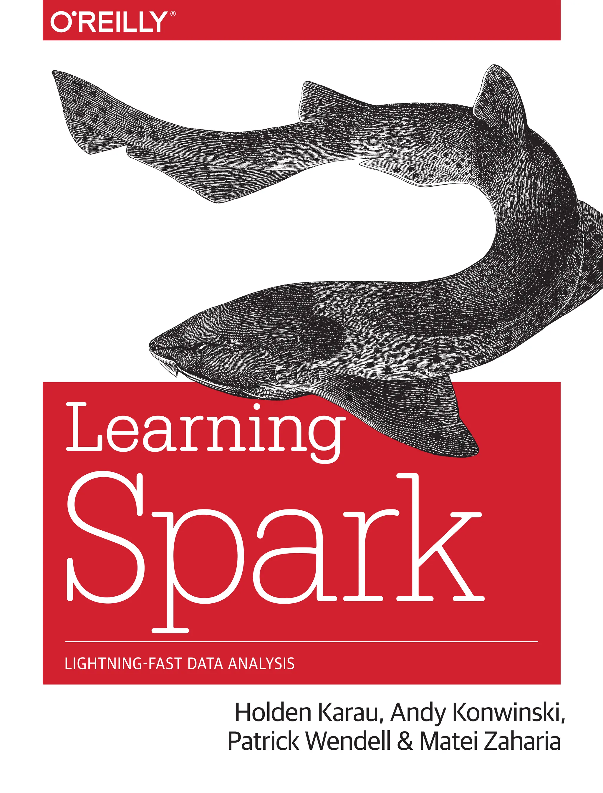 PROGRAMMING LANGUAGES/SPARK
Learning Spark
ISBN: 978-1-449-35862-4
US $39.99 CAN $ 45.99
“Learning Spark is at the
top of my list for anyone
needing a gentle guide
to the most popular
framework for building
big data applications.”
—Ben Lorica
Chief Data Scientist, O’Reilly Media
Twitter: @oreillymedia
facebook.com/oreilly
Data in all domains is getting bigger. How can you work with it efficiently?
This book introduces Apache Spark, the open source cluster computing
system that makes data analytics fast to write and fast to run. With Spark,
you can tackle big datasets quickly through simple APIs in Python, Java,
and Scala.
Written by the developers of Spark, this book will have data scientists and
engineers up and running in no time. You’ll learn how to express parallel
jobs with just a few lines of code, and cover applications from simple batch
jobs to stream processing and machine learning.
■
■ Quickly dive into Spark capabilities such as distributed
datasets, in-memory caching, and the interactive shell
■
■ Leverage Spark’s powerful built-in libraries, including Spark
SQL, Spark Streaming, and MLlib
■
■ Use one programming paradigm instead of mixing and
matching tools like Hive, Hadoop, Mahout, and Storm
■
■ Learn how to deploy interactive, batch, and streaming
applications
■
■ Connect to data sources including HDFS, Hive, JSON, and S3
■
■ Master advanced topics like data partitioning and shared
variables
Holden Karau, a software development engineer at Databricks, is active in open
source and the author of Fast Data Processing with Spark (Packt Publishing).
Andy Konwinski, co-founder of Databricks, is a committer on Apache Spark and
co-creator of the Apache Mesos project.
Patrick Wendell is a co-founder of Databricks and a committer on Apache Spark.
He also maintains several subsystems of Spark’s core engine.
Matei Zaharia, CTO at Databricks, is the creator of Apache Spark and serves as
its Vice President at Apache.
Learning
Spark
Karau,
Konwinski,
Wendell
&
Zaharia
Holden Karau, Andy Konwinski,
Patrick Wendell & Matei Zaharia
Learning
Spark
LIGHTNING-FAST DATA ANALYSIS
 