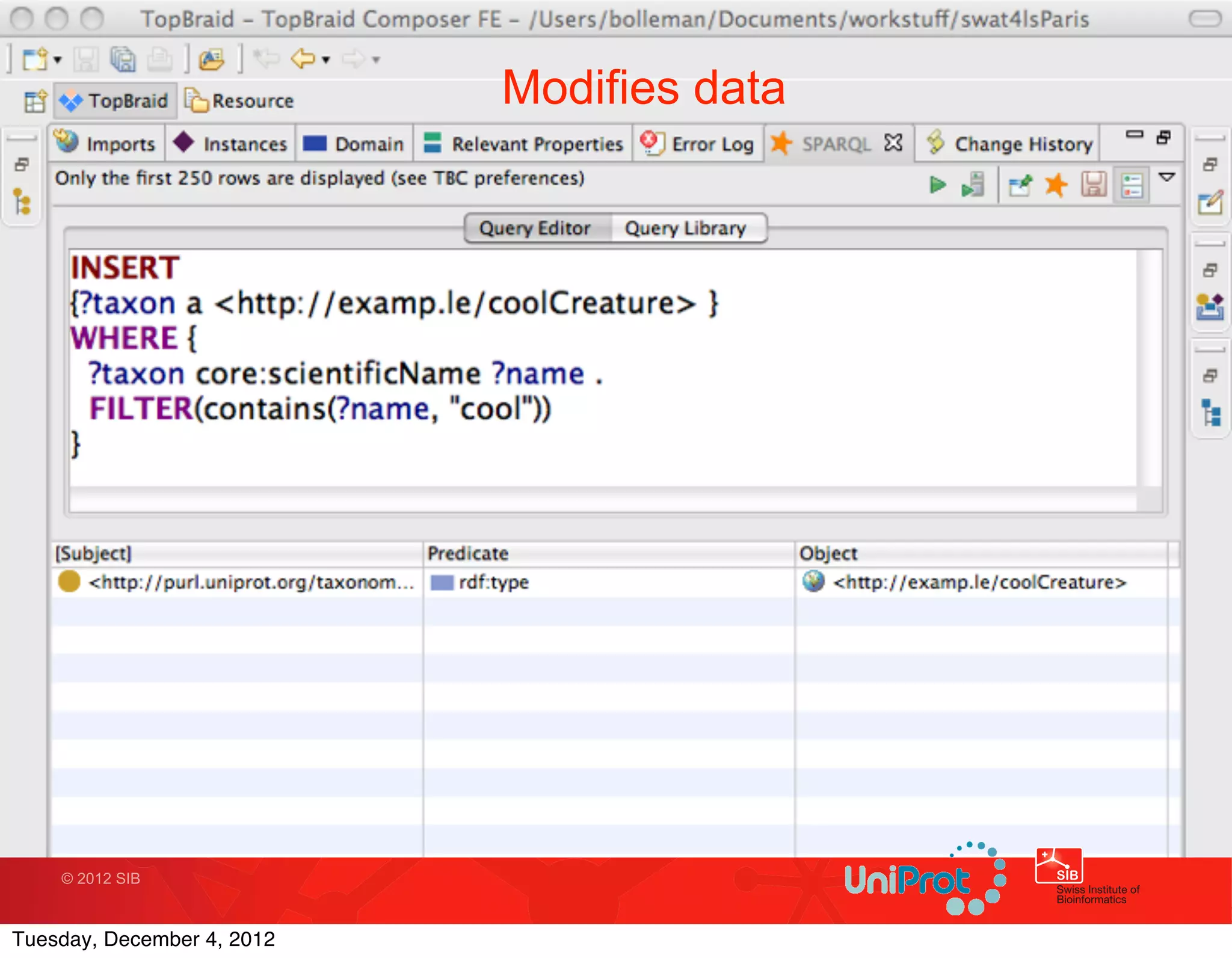 Modifies data




    © 2012 SIB



Tuesday, December 4, 2012
 