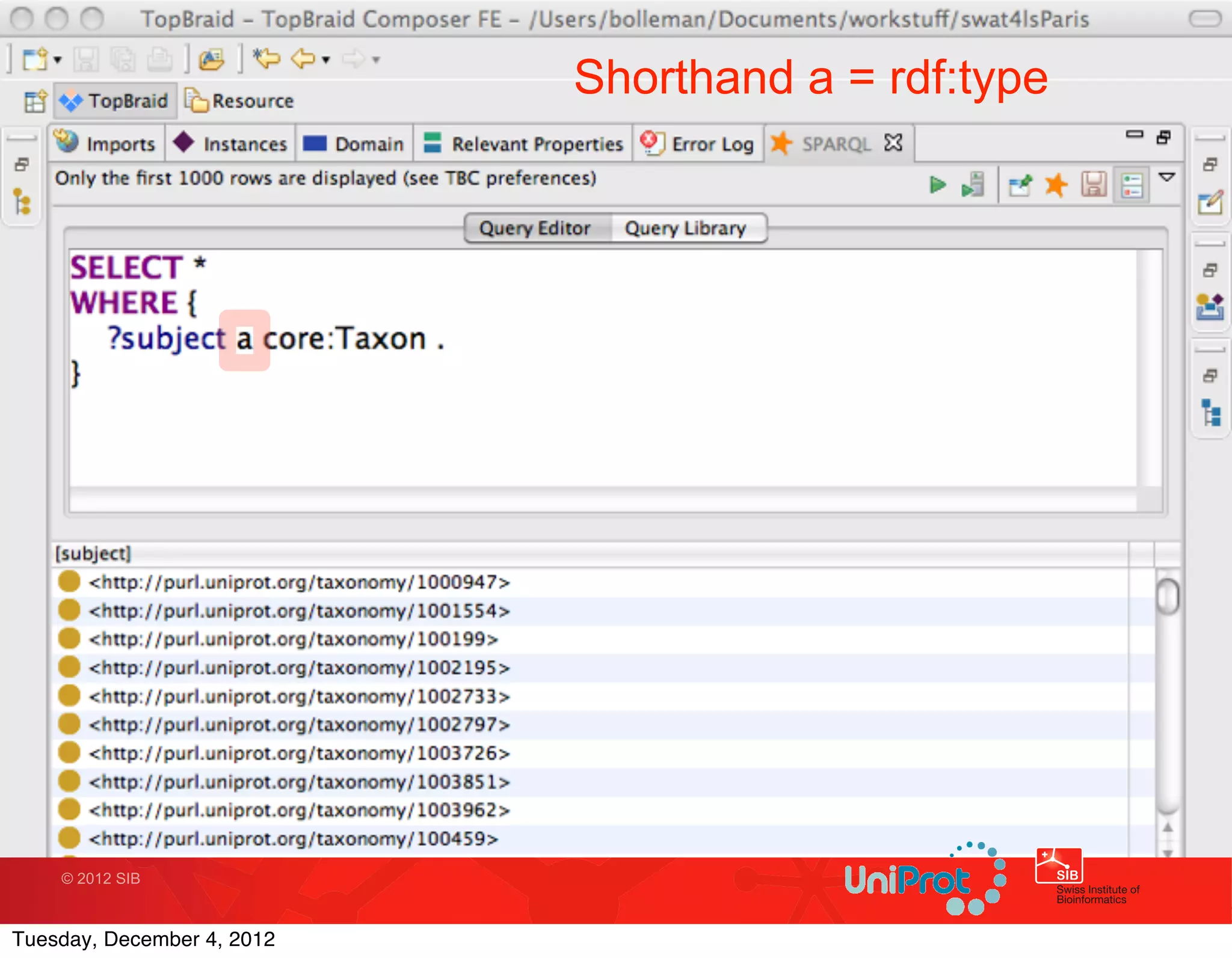 Shorthand a = rdf:type




    © 2012 SIB



Tuesday, December 4, 2012
 