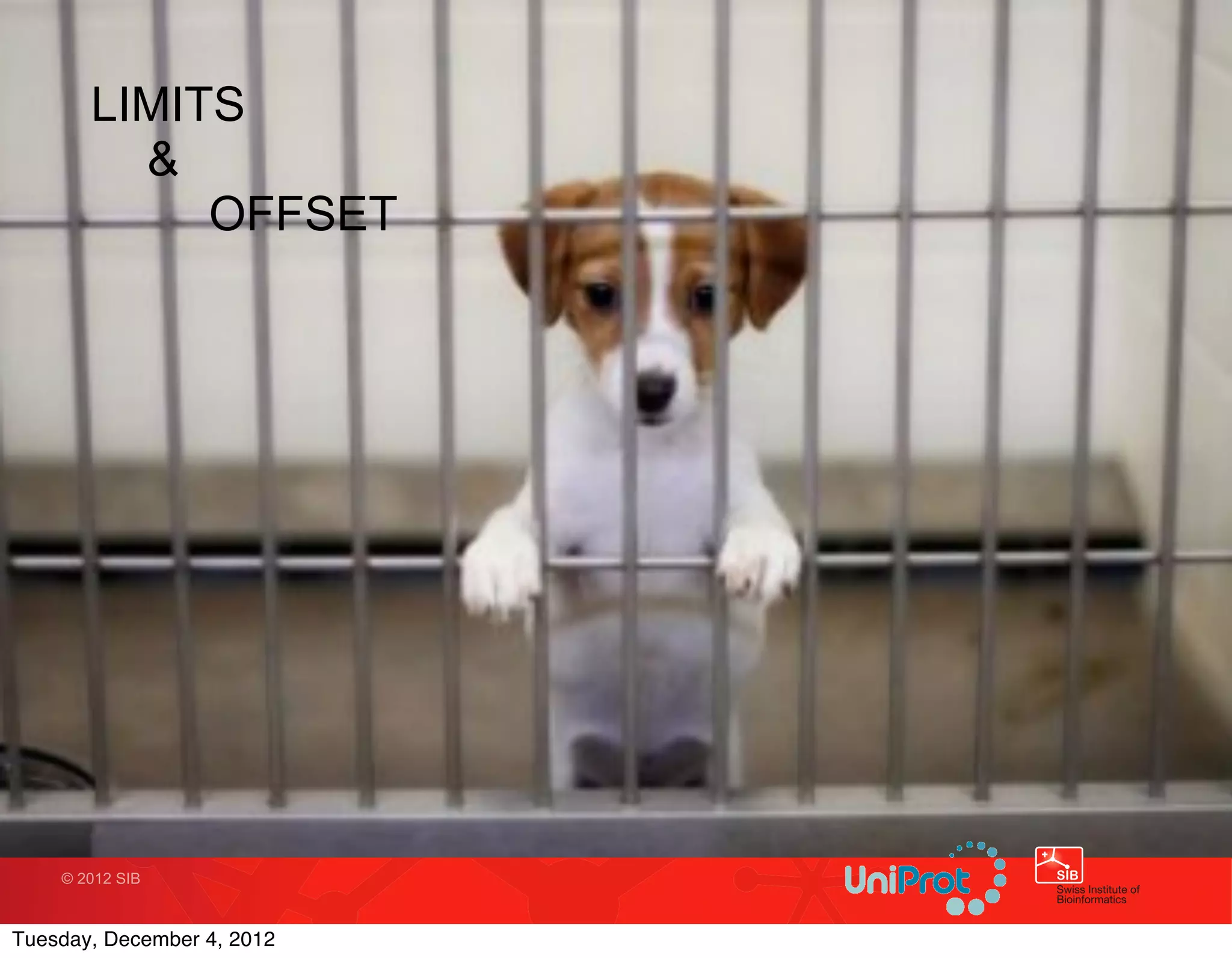 LIMITS
         &
            OFFSET




    © 2012 SIB



Tuesday, December 4, 2012
 