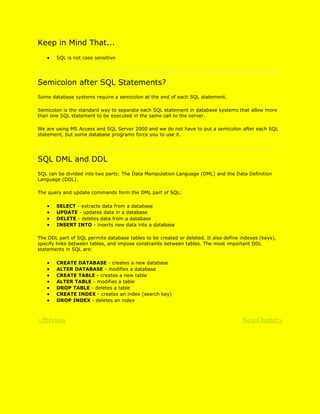 Learning sql from w3schools | DOCX