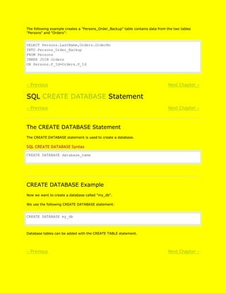 Learning sql from w3schools | DOCX
