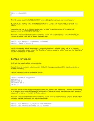 Learning sql from w3schools | DOCX