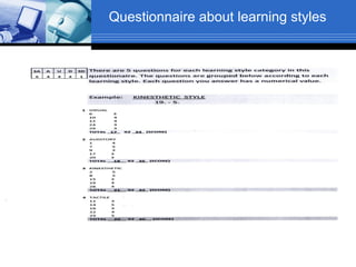Questionnaire about learning styles
 
