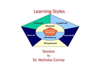 Learning Styles




     Session
        By
Dr. Nicholas Correa
 
