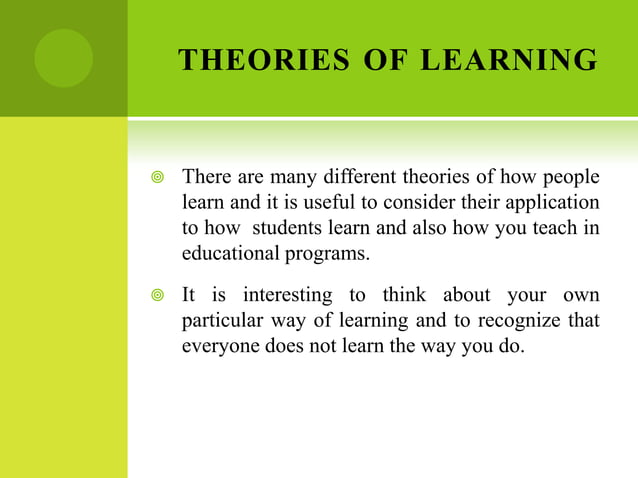Learning Styles And Learning Theories Ppt Learning Styles And Learning Theories Ppt