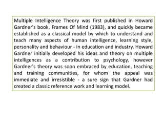 Learning styles and multiple intelligence | PPTX
