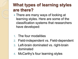 Learning styles and teaching ppp | PPTX