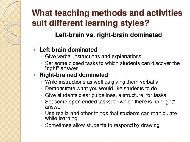 teaching techniques for different learning styles The social (interpersonal) learning style if you have a strong social style, you communicate well with people, both verbally and non-verbally learning and techniques if you are a social learner, aim to work with others as much as possible try to study with a class others often have different perspectives and creative styles, and. teaching techniques for different learning styles The social (interpersonal) learning style if you have a strong social style, you communicate well with people, both verbally and non-verbally learning and techniques if you are a social learner, aim to work with others as much as possible try to study with a class others often have different perspectives and creative styles, and.