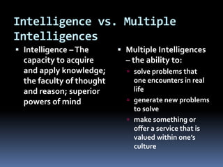 Learning Styles of Multiple Intelligence | PPTX