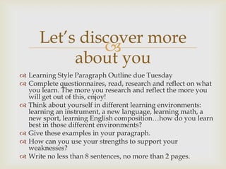 Learning styles presentation | PPTX