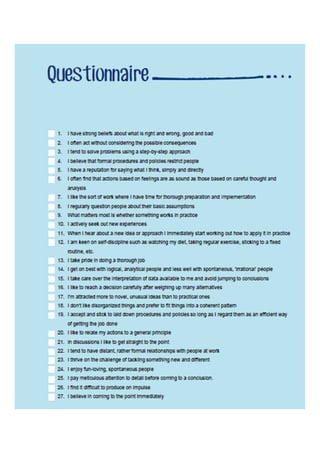 Learning styles questionnaire