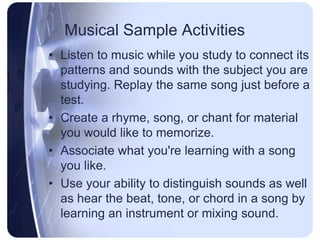 Musical Learning Style Examples Learning styles quiz results | PPTX