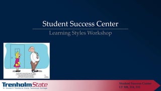 Student Success Center
Learning Styles Workshop
Student Success Center
LT 308, 314, 315
 