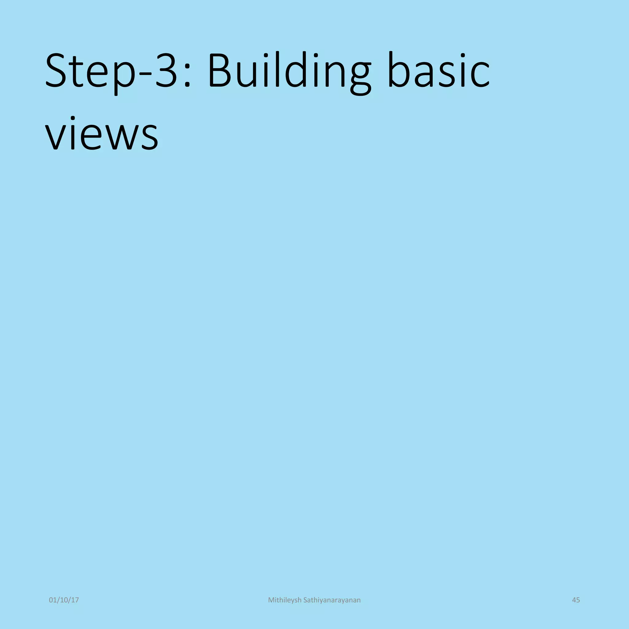 Step-3: Building basic
views
01/10/17 Mithileysh Sathiyanarayanan 45
 