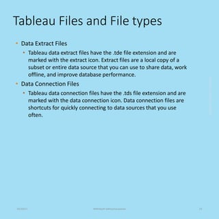 Tableau Files Introduction to Tableau | PPTX