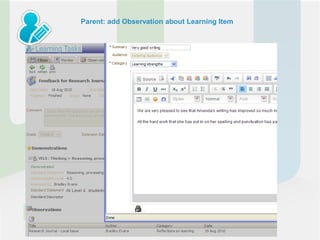 Parent: add Observation about Learning Item
 
