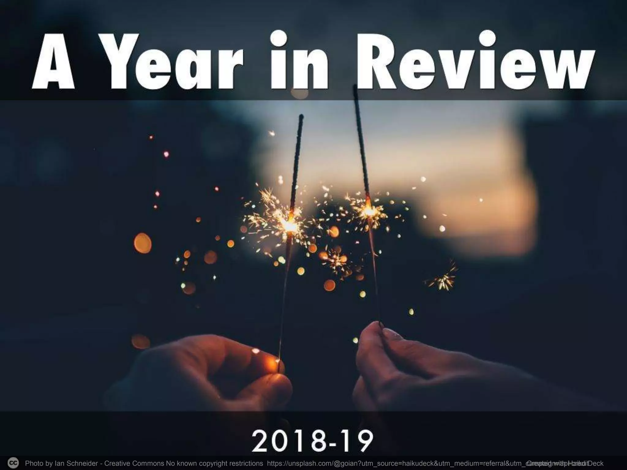 Photo by Ian Schneider - Creative Commons No known copyright restrictions https://unsplash.com/@goian?utm_source=haikudeck&utm_medium=referral&utm_campaign=api-credit
Created with Haiku Deck
 