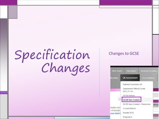 Changes to GCSE
Specification
Changes
 