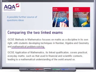 A possible further source of
questions ideas
 