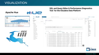 #ossummit #lfelc
Apache Hue
VISUALIZATION
SQL and Query Editor & Performance Diagnostics
Tool for the Cloudera Data Platform
 
