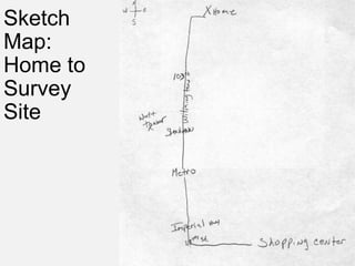 Sketch
Map:
Home to
Survey
Site
 