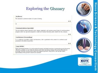   Exploring the  Glossary   