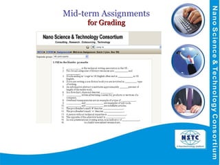 Mid-term Assignments for Grading 