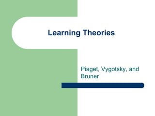 Learning Theories



        Piaget, Vygotsky, and
        Bruner
 