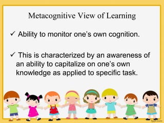 Constructivist View of Learning
This theory states that learners must
individually discover and transform
information, ch...