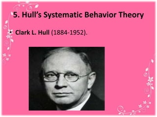 5. Hull’s Systematic Behavior Theory
• Clark L. Hull (1884-1952).
 