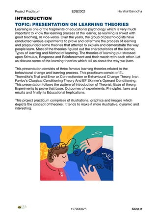 Learning theories- Behaviourism | PDF