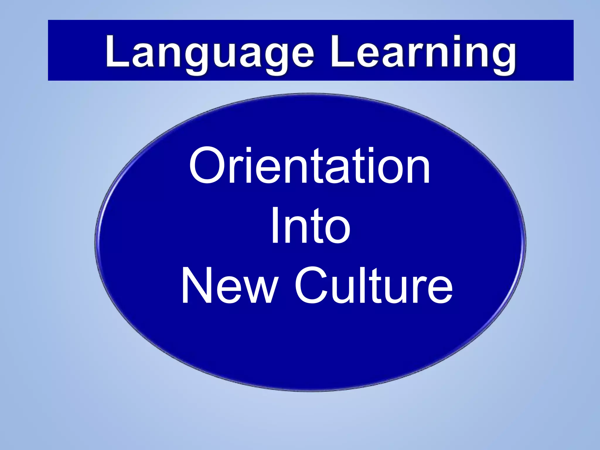 Orientation
Into
New Culture
 