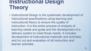 Learning theories of instructional design | PPTX