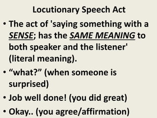 Learning the types of speech act | PPTX