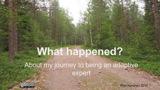What happened?
About my journey to being an adaptive
expert
Pirjo Kananen 2015
 