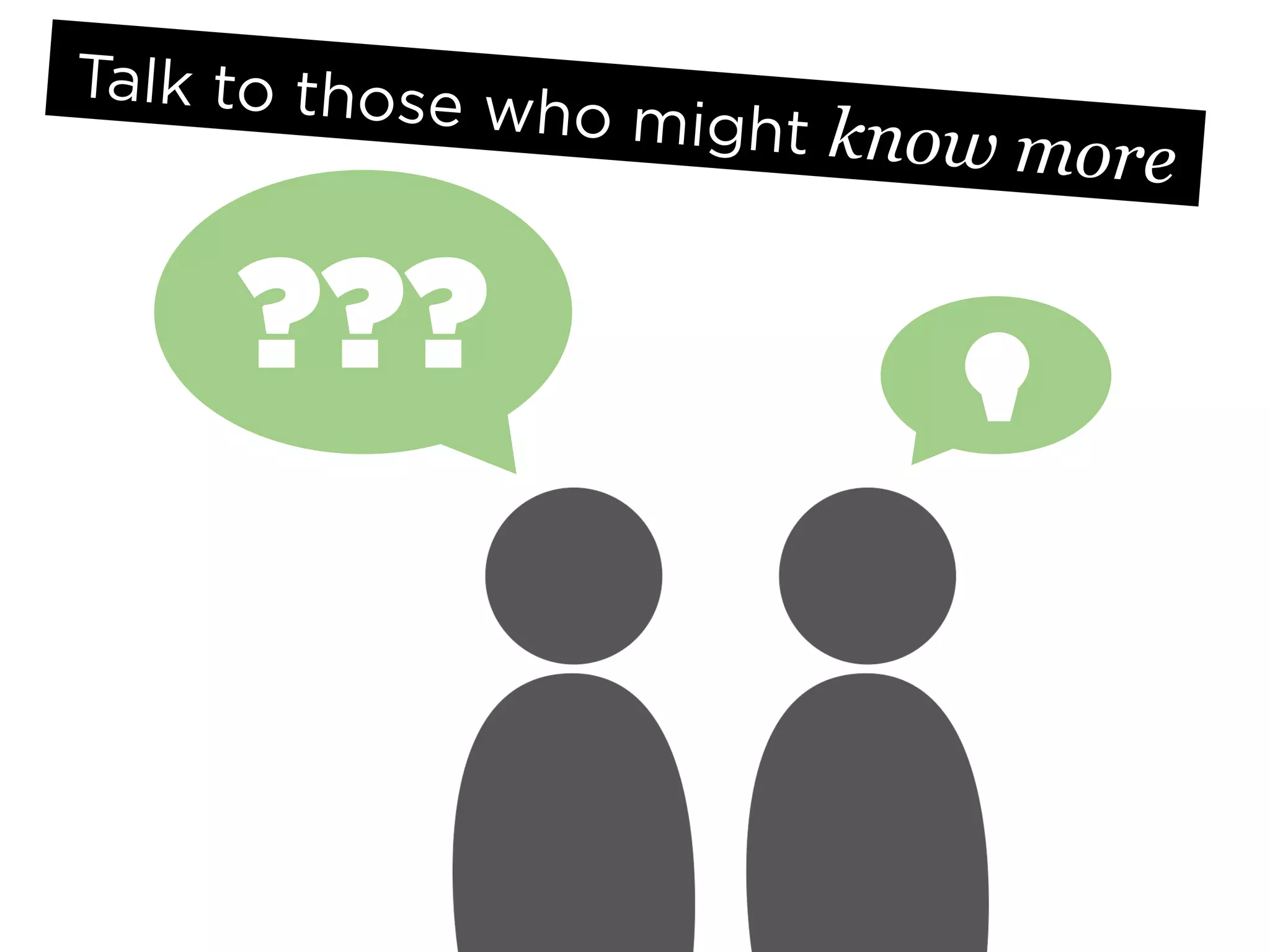 Talk to those
              who might kno
                          w more	
  

     ???
 