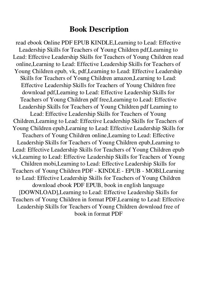 Learning to lead effective leadership skills for teachers of young children