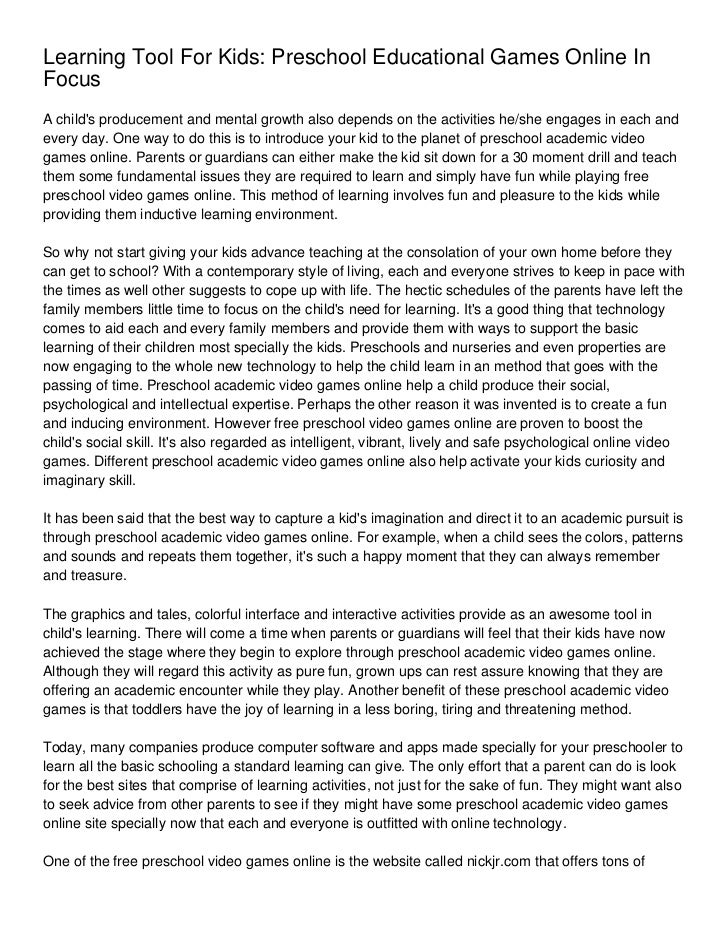 Learning Tool For Kids_ Preschool Educational Games Online In Focus