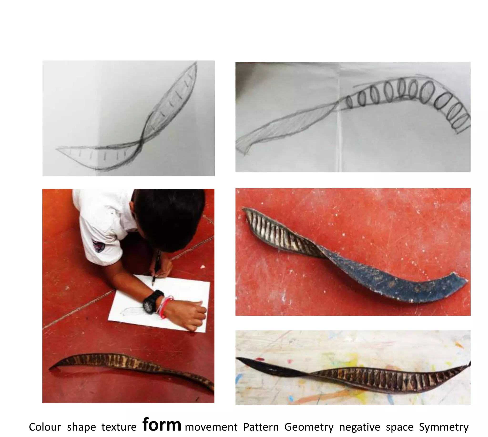 Colour shape texture   form movement Pattern Geometry negative space Symmetry
 