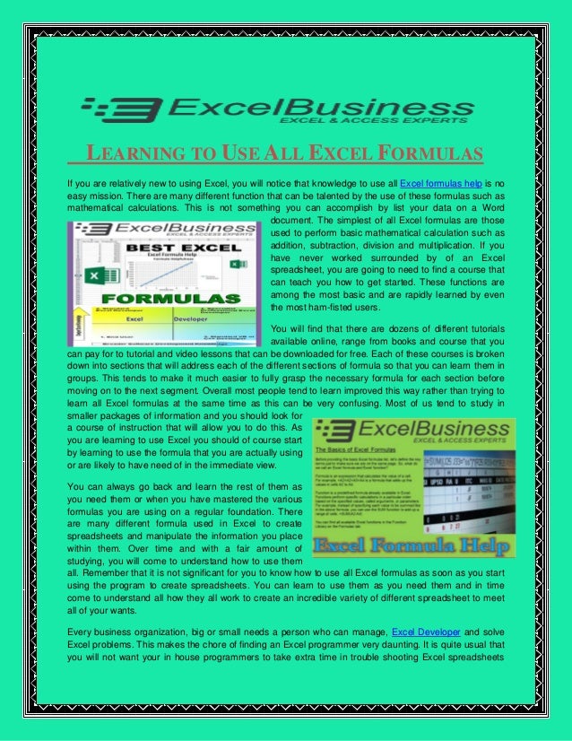 Learning To Use All Excel Formulas